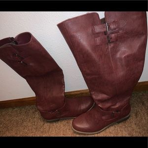 Burgundy boots ( wide width)